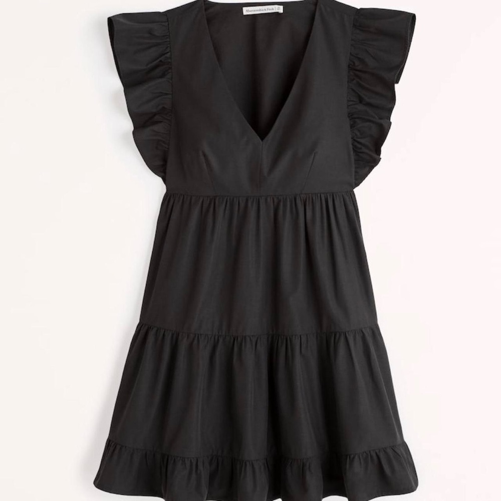 Abercrombie & Fitch Black Ruffled Tiered Mini Dress